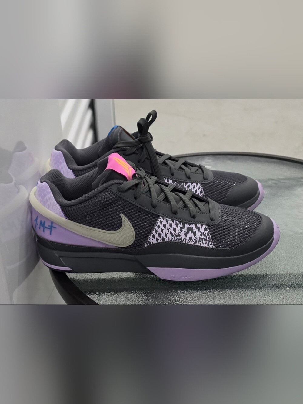 Nike JA 1 Basketball sneakers Mens 10.5 Black Iron Grey Lilac Personal Touch